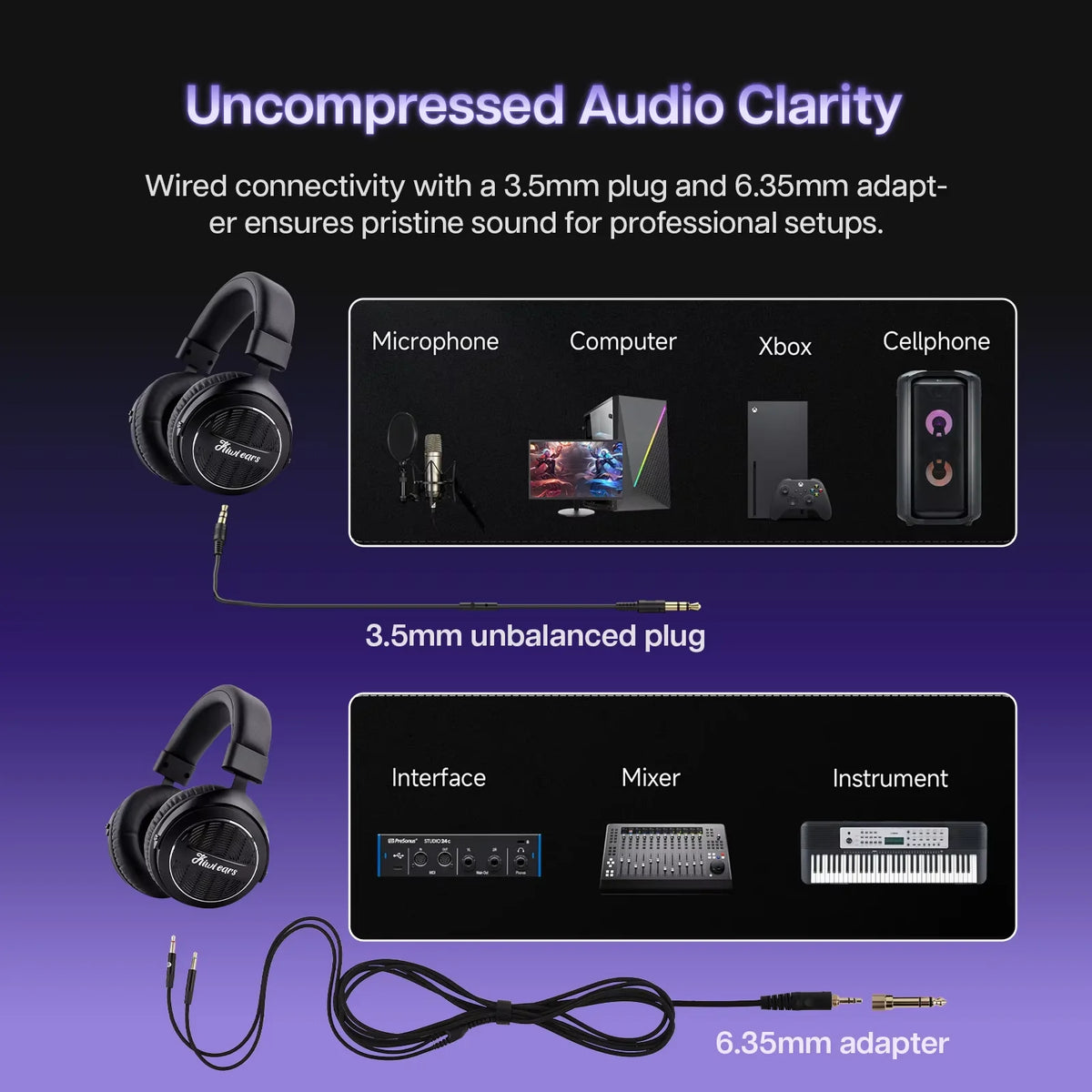 Kiwi Ears Ellipse Studio Grade Dynamic Driver Headphones with Floorstanding Speaker Tuning in a Headphones