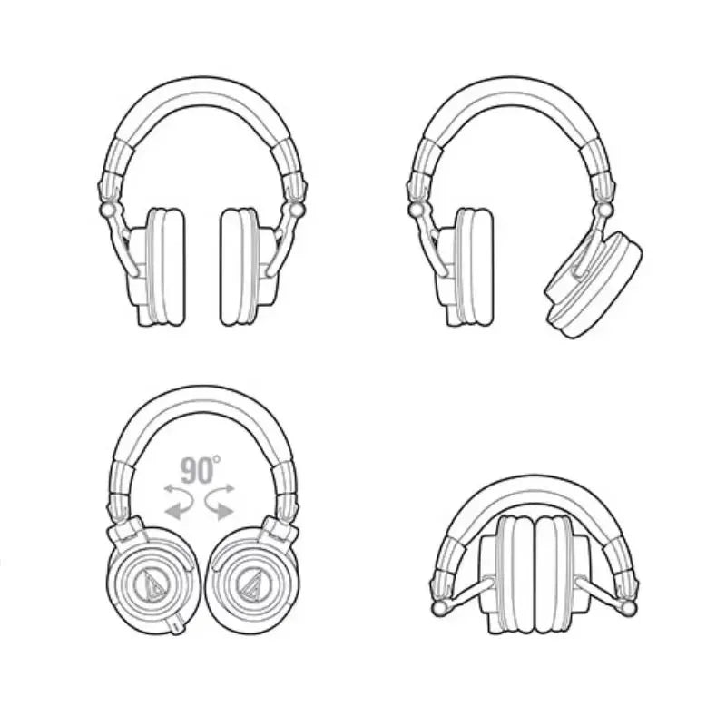 Audio-Technica ATH-M50X  Over Ear Closed Back Professional Studio Monitor Headphones DJ Mixing Mastering Monitoring Headset