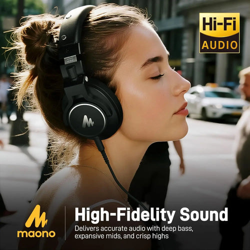 MAONO MH700 Studio Monitor Headphones Mixing DJ Headphone 50mm Driver Professional Over Ear Wired Headset for Recording Podcast