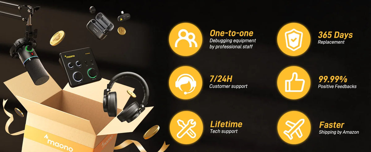 MAONO MH700 Studio Monitor Headphones Mixing DJ Headphone 50mm Driver Professional Over Ear Wired Headset for Recording Podcast