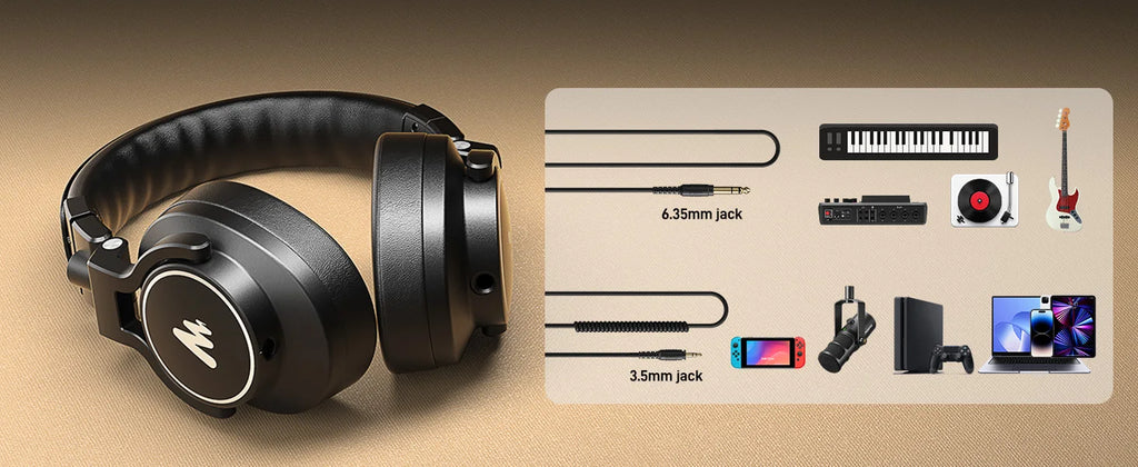 MAONO MH700 Studio Monitor Headphones Mixing DJ Headphone 50mm Driver Professional Over Ear Wired Headset for Recording Podcast